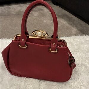Burgundy Satchel with Gold Accents